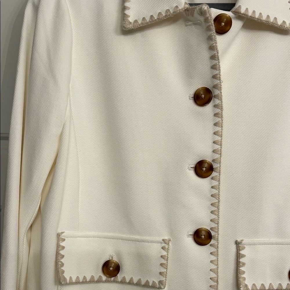 Chico's Knit Shacket Ecru - Picture 5 of 6